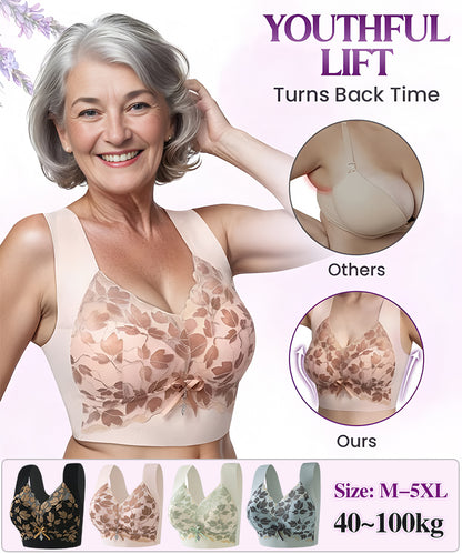 💌🌈【3 sztuki】【M-4XL】Biustonosz koronkowy w dużym rozmiarze bez stalowych kółek, luksusowy, piękny, seksowny biustonosz z tyłu