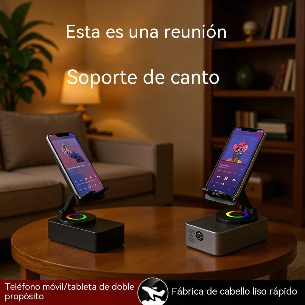 🔥 4 en 1: Altavoz Bluetooth + Cargador + Soporte 360° para Móvil 📱🔊⚡