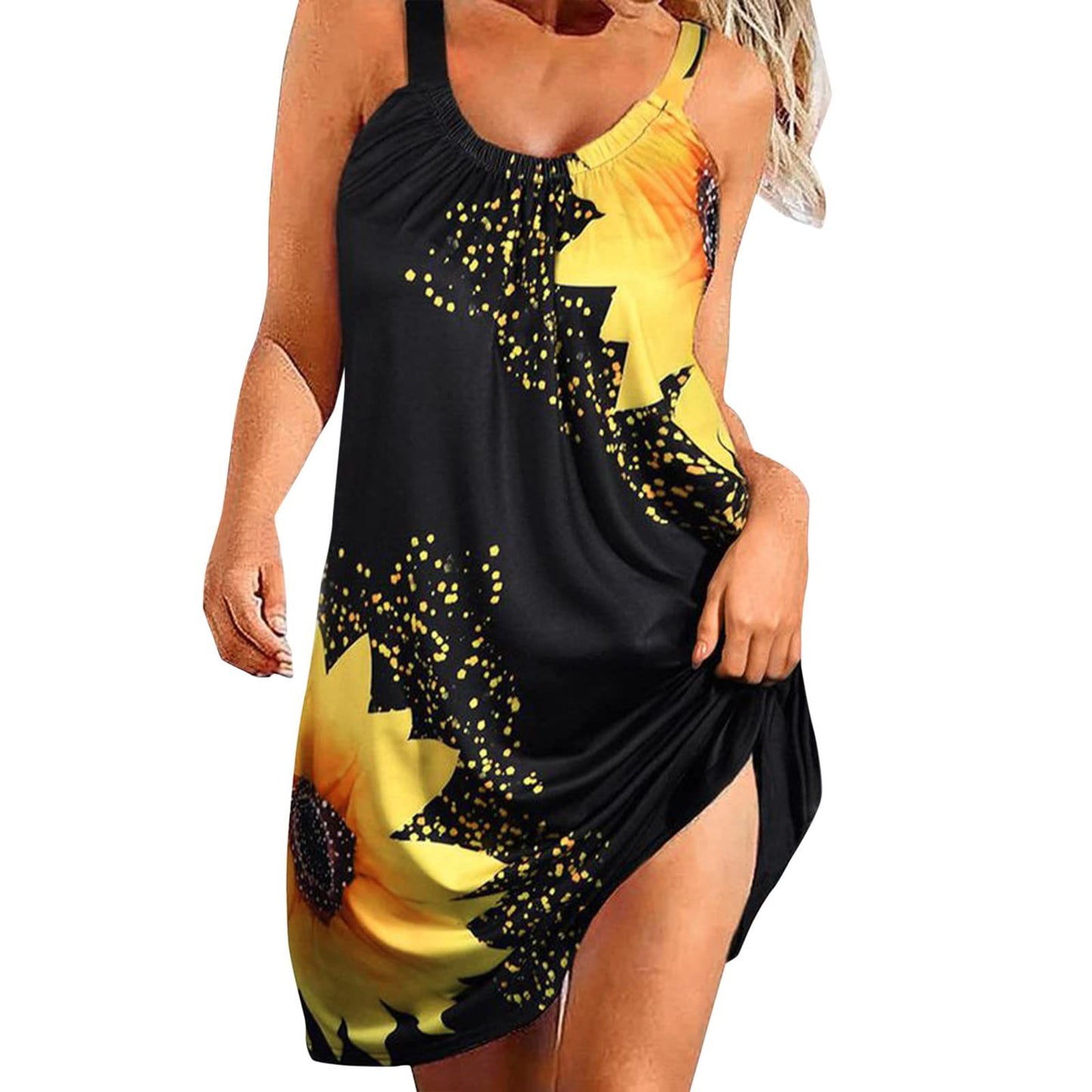 👗 【S-5XL】Letní novinka 2025 – Ležérní módní plážové šaty s potiskem a ramínky / šaty --3961580