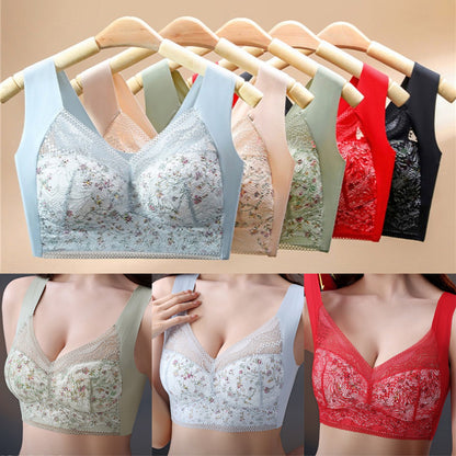 🔥【🔥Kup 1, a 2 dostaniesz gratis】【3/6 sztuk】💕🎁Bezszwowy biustonosz z lodowego jedwabiu w dużym rozmiarze, oddychający i regulowany [40 kg-100 kg]
