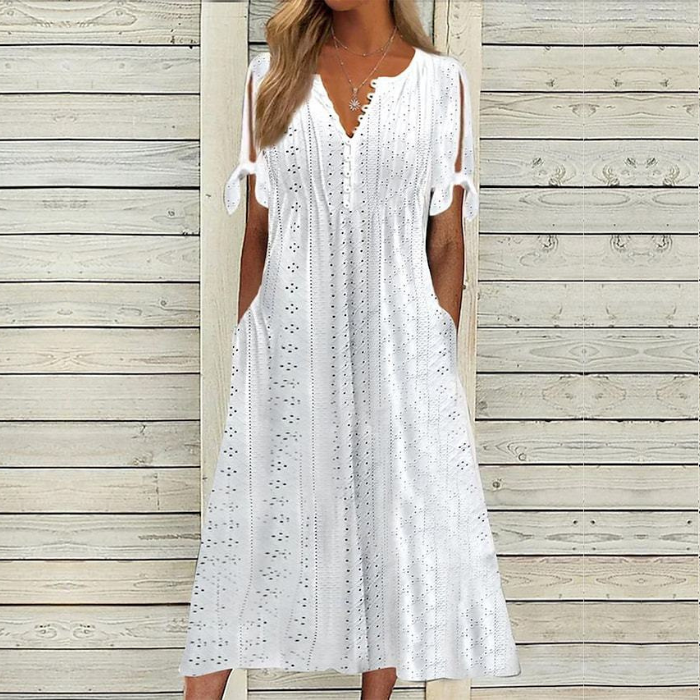 👗【S-5XL】Mäkké bavlnené jednofarebné šaty - pohodlné a všestranné, ideálne na každodenné nosenie