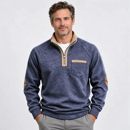✨🧥【1 unidad, S–3XL】Sudadera con aislamiento térmico y media cremallera para hombre, con detalles en contraste; estilo retro, ajuste cómodo y material cálido.