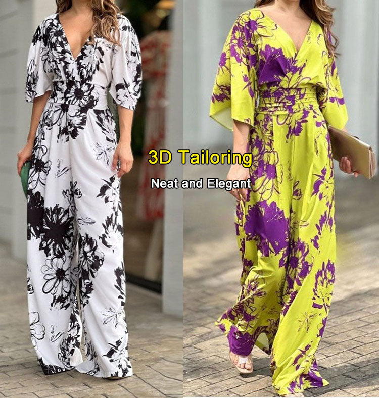🔥【S-3XL】🥰2025 Nowa moda druk wysoka talia szeroka jumpsuit