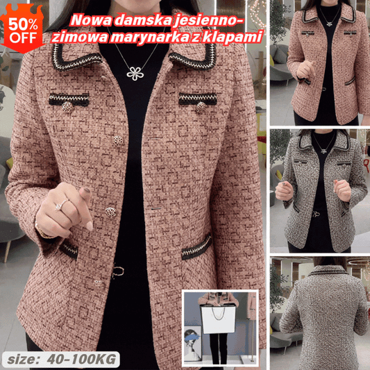 🔥💥【M-4XL】【40-100KG】💖Nowa damska jesienno-zimowa marynarka z klapami