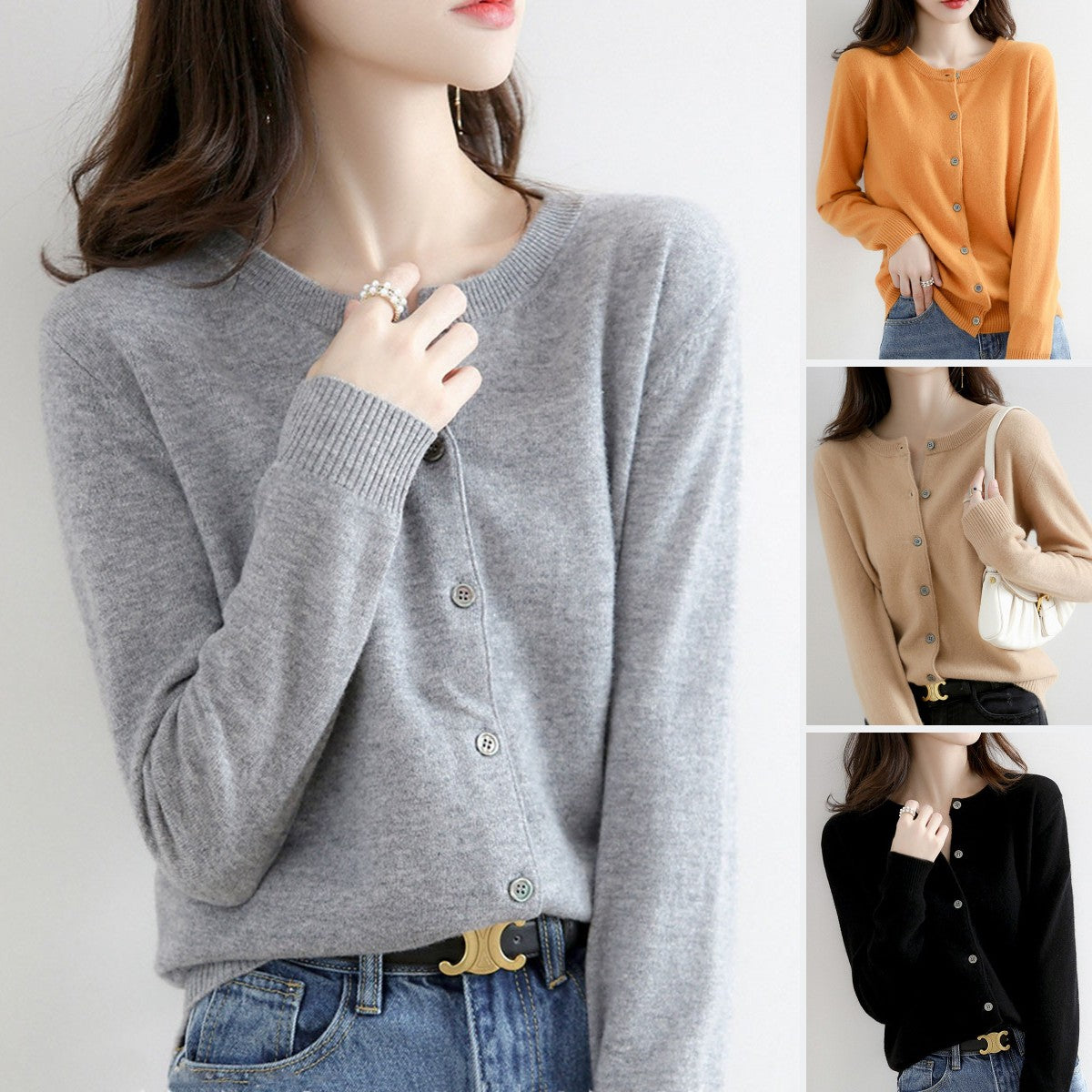 🔥【40-80 kg】Jesensko-zimski kardigan iz pletenega kašmirja za sezono 2025, primeren za vsakodnevno nošenje in enobarvno nošenje.