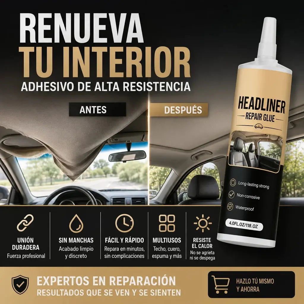 🔥✨【Compra 1 y llévate 1 gratis】🚗 Pegamento Impermeable para Reparar el Revestimiento del Techo del Coche, Adhesivo de Alta Resistencia para Techos Caídos e Interiores del Coche