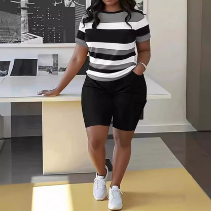 🌈😍【Promovare de produse noi】Costum casual în stil hip-hop (top + pantaloni scurți)