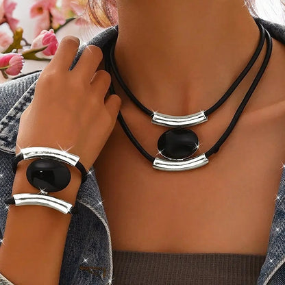 ✨🔥【Cumpără 1, primești 1 gratuit】Set colier și brățară cu pietre prețioase în stil boho