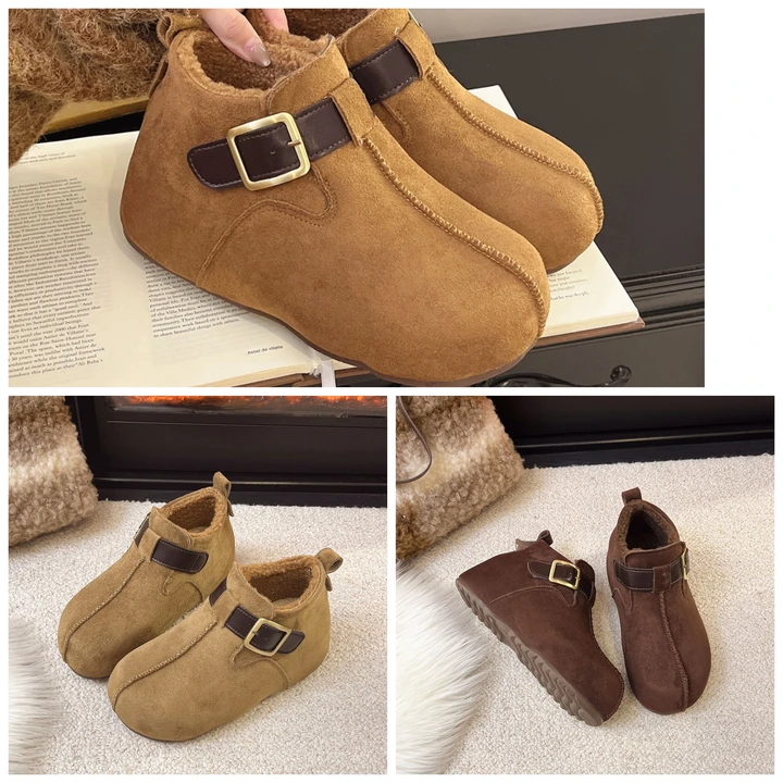 🍂👢🦶【35-40】2026 Nowe modne i uniwersalne codzienne buty śnieżne z podszewką z polaru, retro Birkenstocki z grubą podeszwą