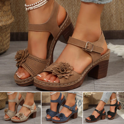 【🔥Reducere limitată】【36-43】Sandale elegante de damă cu vârful deschis și decorațiuni florale