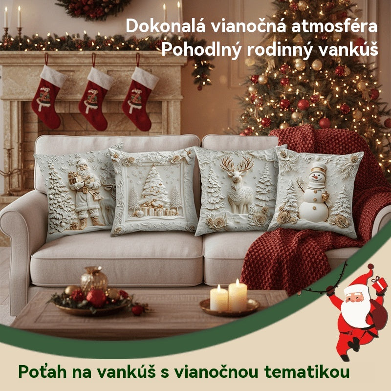 🎅Vánoční výprodej 49% SLEVA🎄Povlak na polštář s vánoční tématikou 【4-dílná sada】 -4141748
