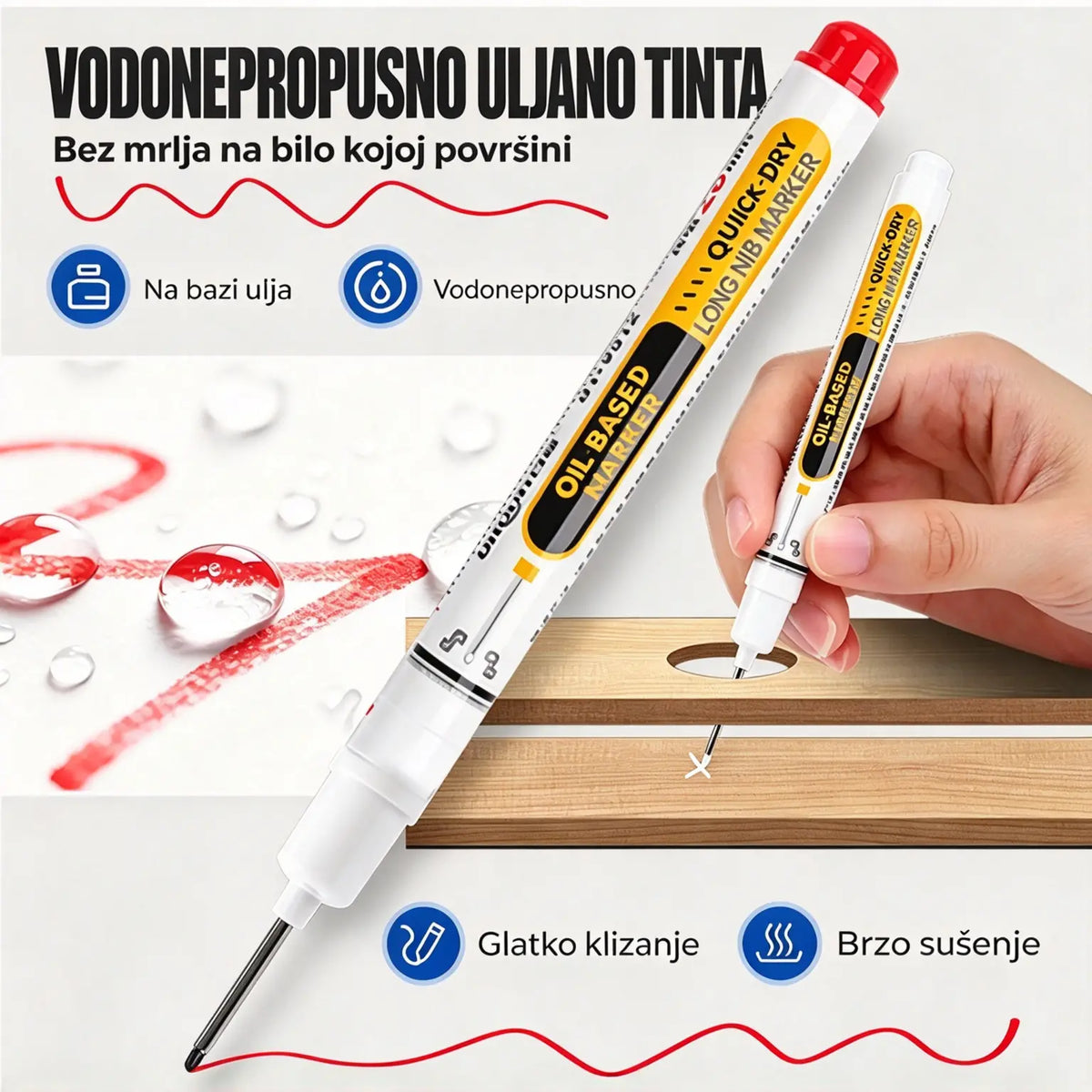 【Pakiranje od 10 komada】🛠️ Brzosušeći trajni marker na bazi ulja – Precizan tanki vrh za metal, plastiku, drvo i drugo ⚡