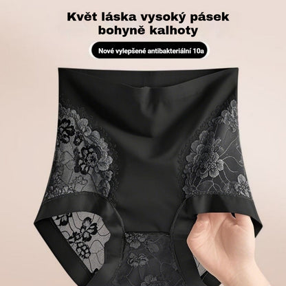 🎀🩲【Balení 5 kusů】🔥【40-120 kg】Dámské krajkové kalhotky, bezešvé, vysoká elasticita, kontrola bříška a zvednutí hýždí
