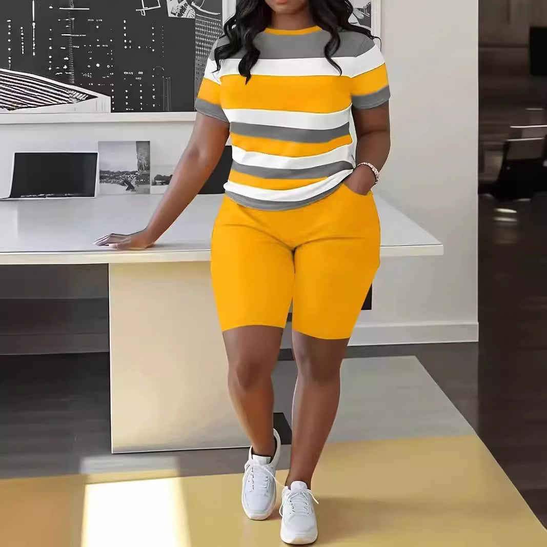 🌈😍【Promovare de produse noi】Costum casual în stil hip-hop (top + pantaloni scurți)