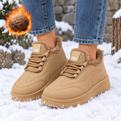 【35-41】Botas de invierno con aislamiento para mujer: suela de plataforma, impermeables, puntera redondeada, estilo casual, perfectas para mamás