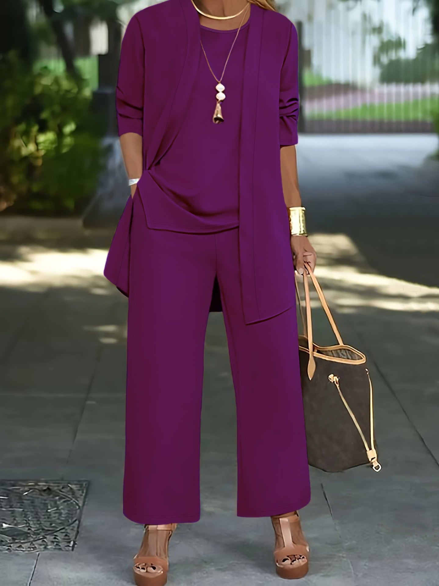 🧥【S-5XL】 Elegante conjunto de tres piezas para mujer con corte ancho 🍂