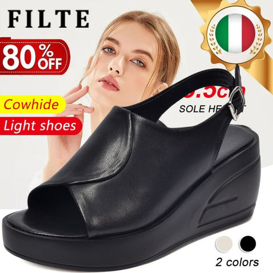🔥👡【Reducere pe timp limitat】【35-40】 Sandale din piele naturală pentru femei la modă 2025, cu talpă moale și talpă groasă