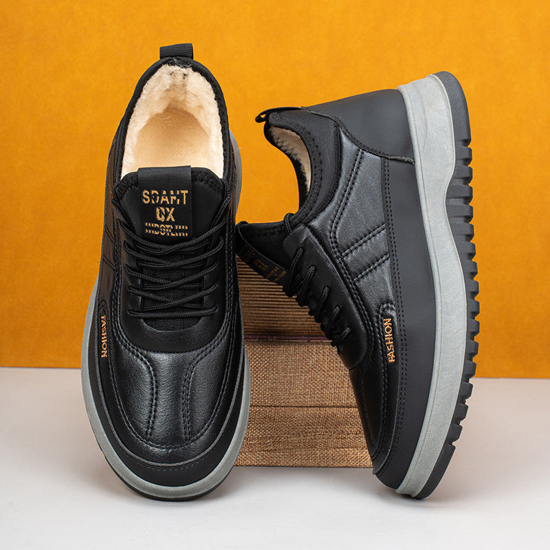 ⛄🔥【39-45】Zapatos deportivos casuales de invierno 2025 para hombre, nuevos, de cuero genuino, impermeables, con suela suave de terciopelo