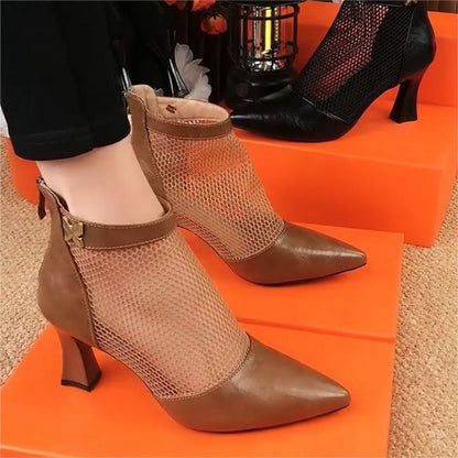 👠【35-40】Sandały z miękkiej skóry i siateczki na wiosnę i lato 2025