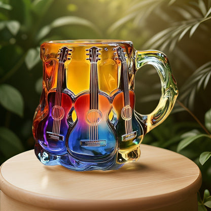 🎸🎵【Oferta limitowana】☕Kubek do kawy w kształcie gitary, malowany 3D, ręcznie robiony