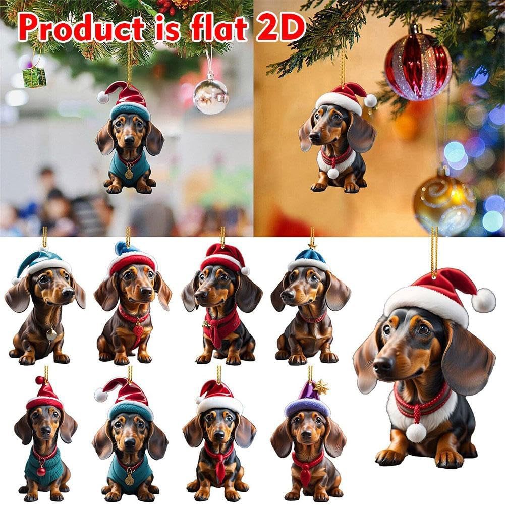 🎄【9 piezas】🐕 Adornos navideños para el árbol con forma de cachorros