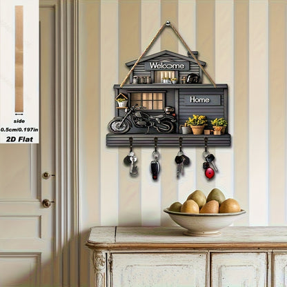 🏠Cârlig de chei cu pandantiv pentru verandă, decor din lemn, frumos cârlig de decor din lemn pentru casă