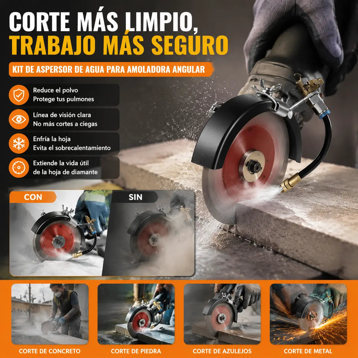 🔧 ¡50% DE DESCUENTO POR TIEMPO LIMITADO ✨ Pulverizador de agua para removedor de polvo para máquinas de corte: dos modos de pulverización, tubo de aluminio flexible, antioxidante 💧