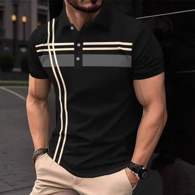 【🔥Oferta especial】👕‍♂️ Polo elegante para hombre con solapa - Rayas refinadas, diseño moderno