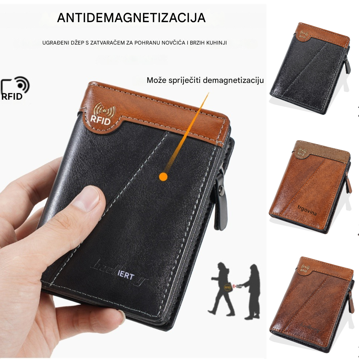 ✨Novi vrhunski muški novčanik s patentnim zatvaračem u retro stilu s RFID funkcijom protiv krađe.
