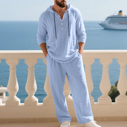 Conjunto de dos piezas para hombre: blusa holgada y pantalón con capucha