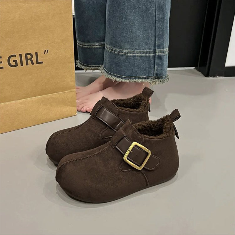 🍂👢🦶【35-40】2026 Nowe modne i uniwersalne codzienne buty śnieżne z podszewką z polaru, retro Birkenstocki z grubą podeszwą