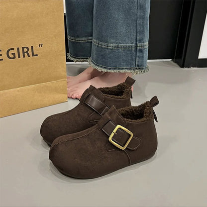 🍂👢🦶【35-40】2026 Nowe modne i uniwersalne codzienne buty śnieżne z podszewką z polaru, retro Birkenstocki z grubą podeszwą