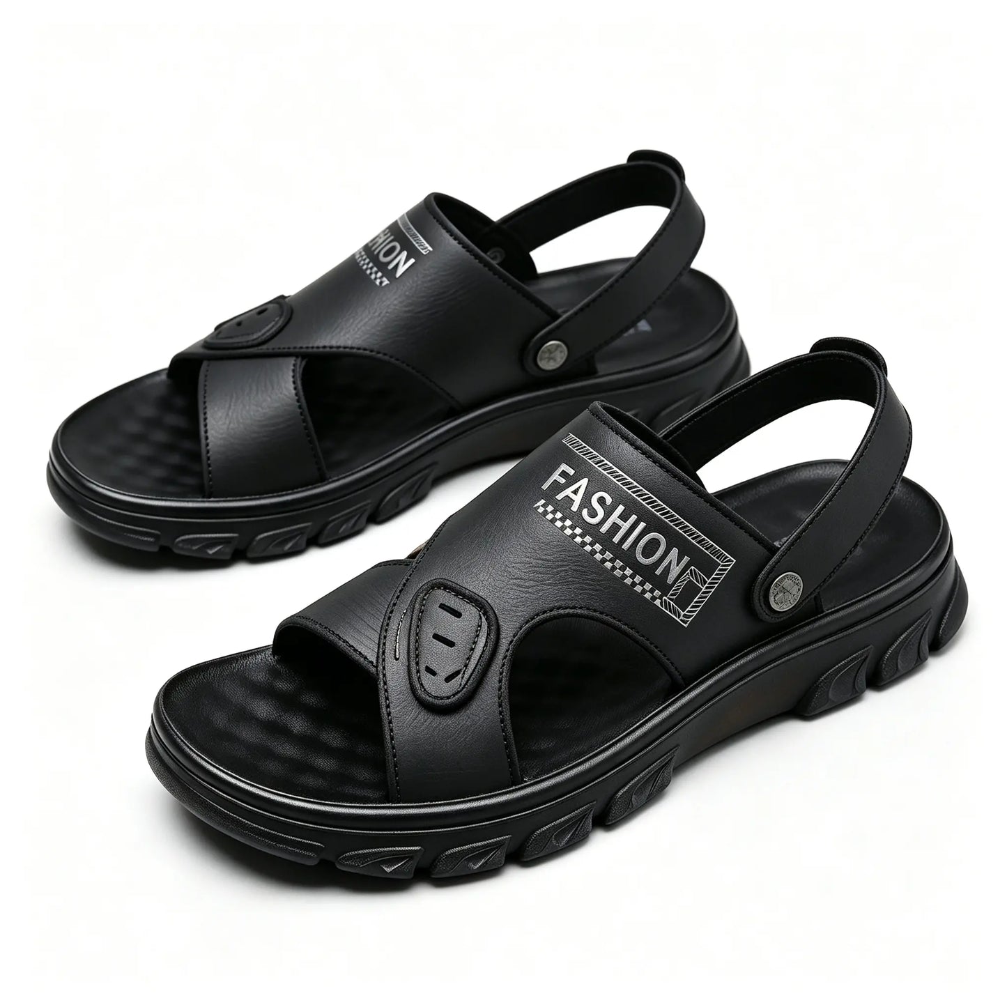 【38-47】Nuevas sandalias de playa de cuero con suela gruesa para hombre