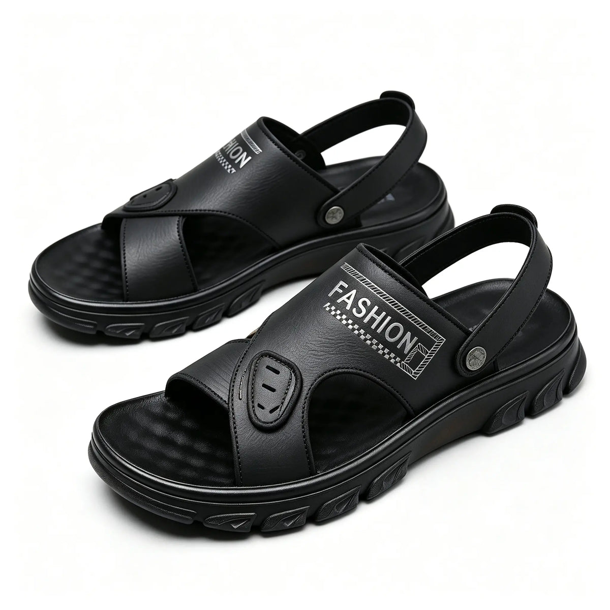 【38-47】Nuevas sandalias de playa de cuero con suela gruesa para hombre