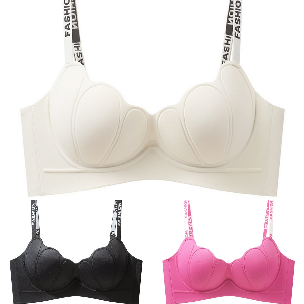 😍【3 sztuki】Biustonosz push-up dla kobiet bez fiszbin, miękka bawełna, wygodny i oddychający ❤️【40-85 kg】