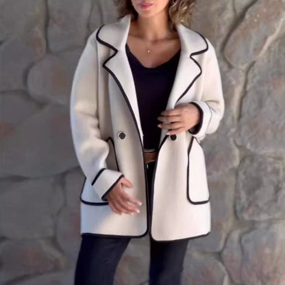 💥【S-5XL】Nowy elegancki dwustronny płaszcz wełniany z kołnierzem marynarkowym