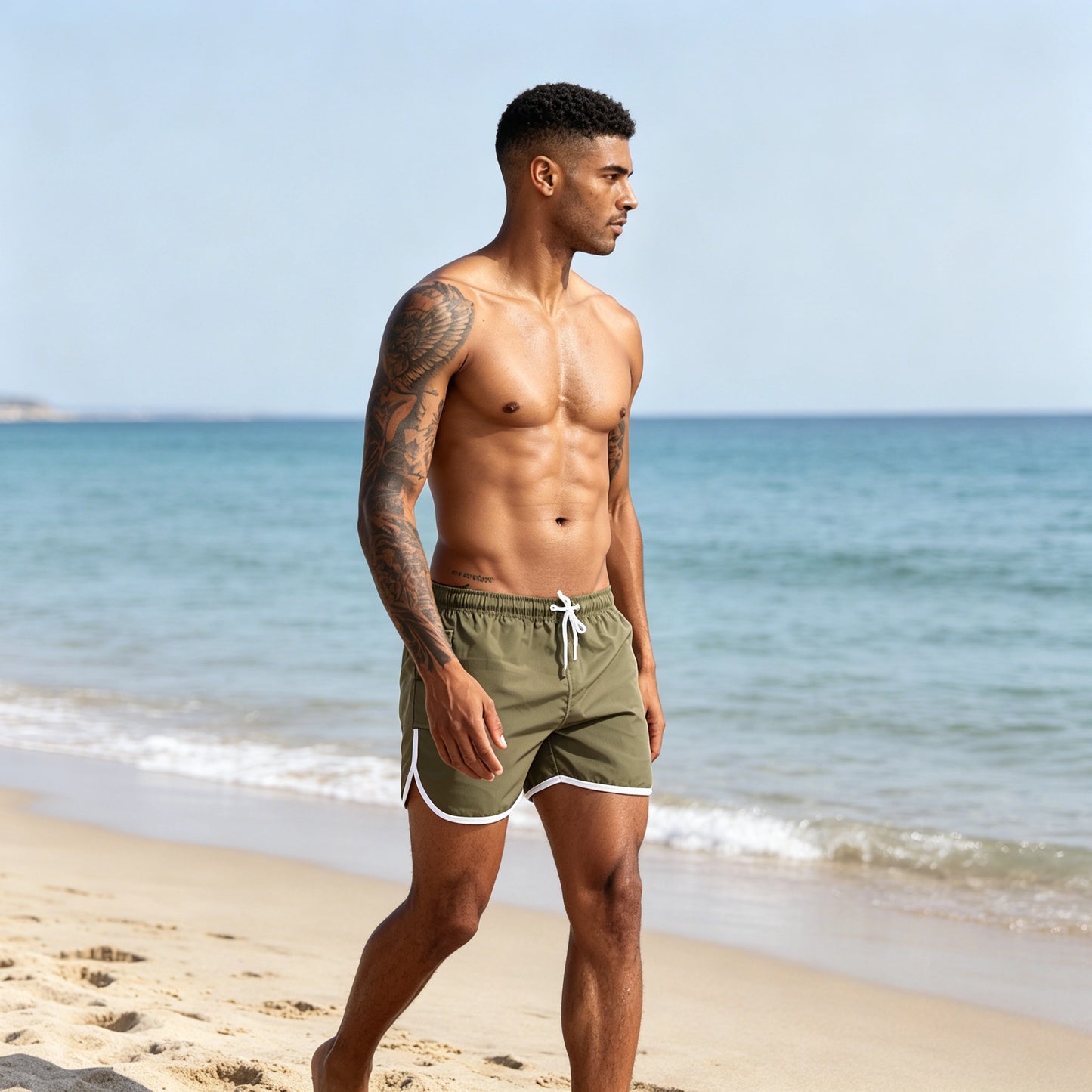 🔥🌴【50% popusta】Muške jednobojne ležerne kratke hlače za plažu s vezicom i džepovima, prikladne za sport i odmor na plaži.