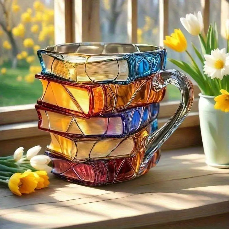 ☕【Časově omezená sleva】📚3D malovaný šálek na kávu ve tvaru knihy -