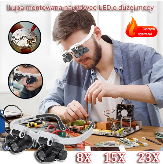 🔍Lupa do okularów 8x 15x 23x ze światłem optycznym LED. Nadaje się do mechanicznych narzędzi do naprawy zegarków, naprawy, grawerowania, oceny biżuterii antycznej