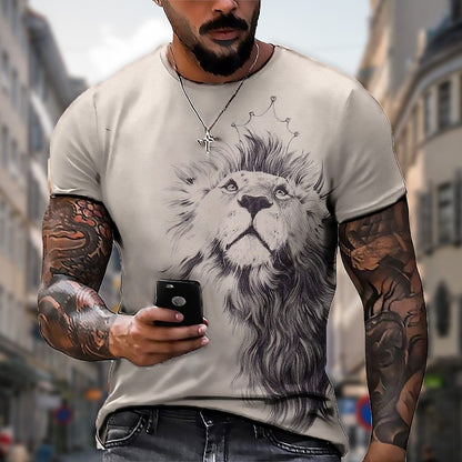 👕【Časově omezená sleva】【S-5XL】🌞Pánské 3D tištěné lví tričko větší velikosti