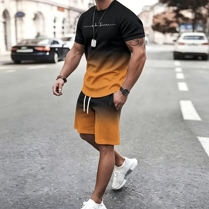 👔👖[Camiseta de manga corta + pantalones cortos 🔥] [40-100 kg] Chándal casual de verano para hombre, tallas grandes ✅️ Pago contra entrega