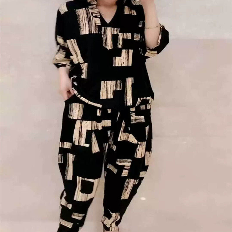 🔥【Top + Spodnie】🔥[M-4XL]2025 letni garnitur, nowy styl, swobodny, luźny, harem, spodnie, dwuczęściowy
