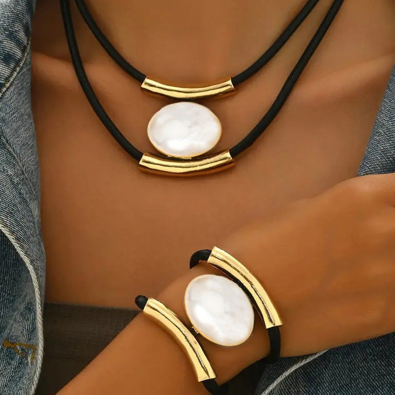 ✨🔥【Cumpără 1, primești 1 gratuit】Set colier și brățară cu pietre prețioase în stil boho