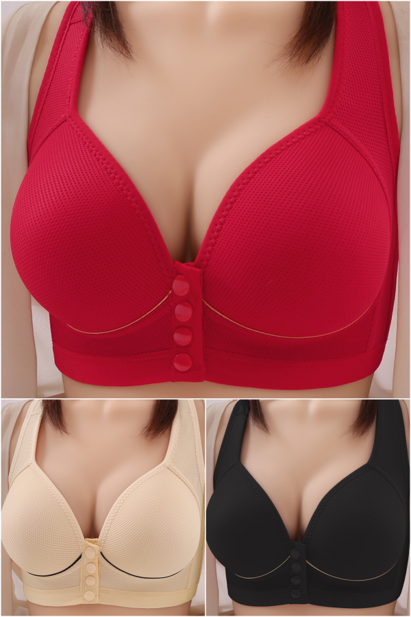 🔥👙【40-120 kg】【Conjunto de 3 piezas】✨ Sujetador sin aros con cierre frontal y alta sujeción para mujer, tallas grandes