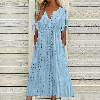 👗【S-5XL】Mäkké bavlnené jednofarebné šaty - pohodlné a všestranné, ideálne na každodenné nosenie