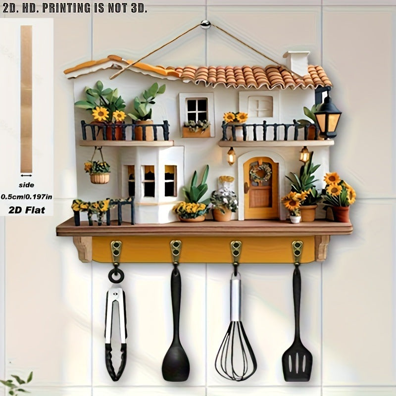 🏠Cârlig de chei cu pandantiv pentru verandă, decor din lemn, frumos cârlig de decor din lemn pentru casă