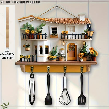 🏠Cârlig de chei cu pandantiv pentru verandă, decor din lemn, frumos cârlig de decor din lemn pentru casă
