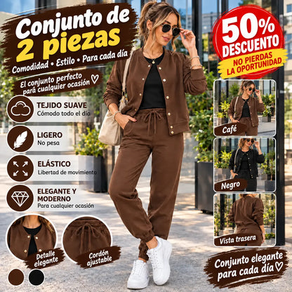 🧥🌙 Cómodo y con estilo, ofrece un confort excepcional: ¡ya está disponible este conjunto de sudadera y chaqueta de estilo casual 💃【Parte superior + Pantalones】
