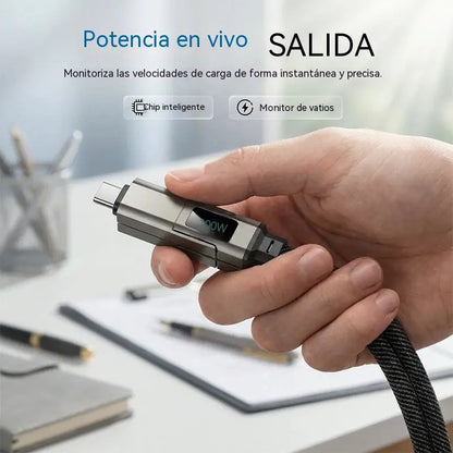 🔥PROMOCIÓN ESPECIAL 50% DE DESCUENTO🔥 Cable de carga con llavero y pantalla digital 4 en 1