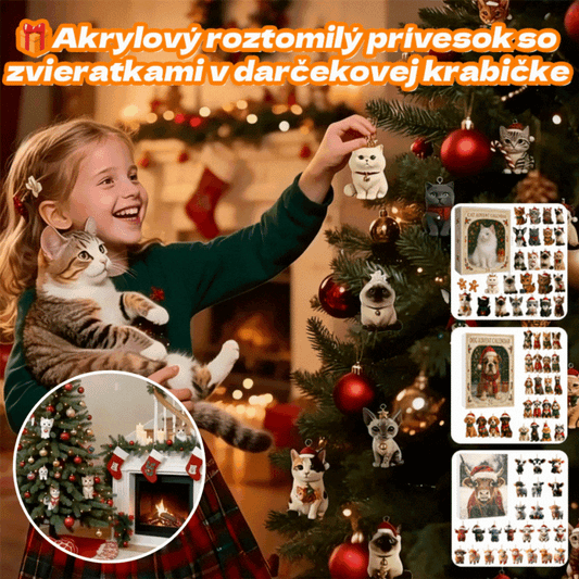 🎄【Vianočné ozdoby】🐱🐶🐮2025 Nová roztomilá akrylová darčeková krabička so zvieratkami